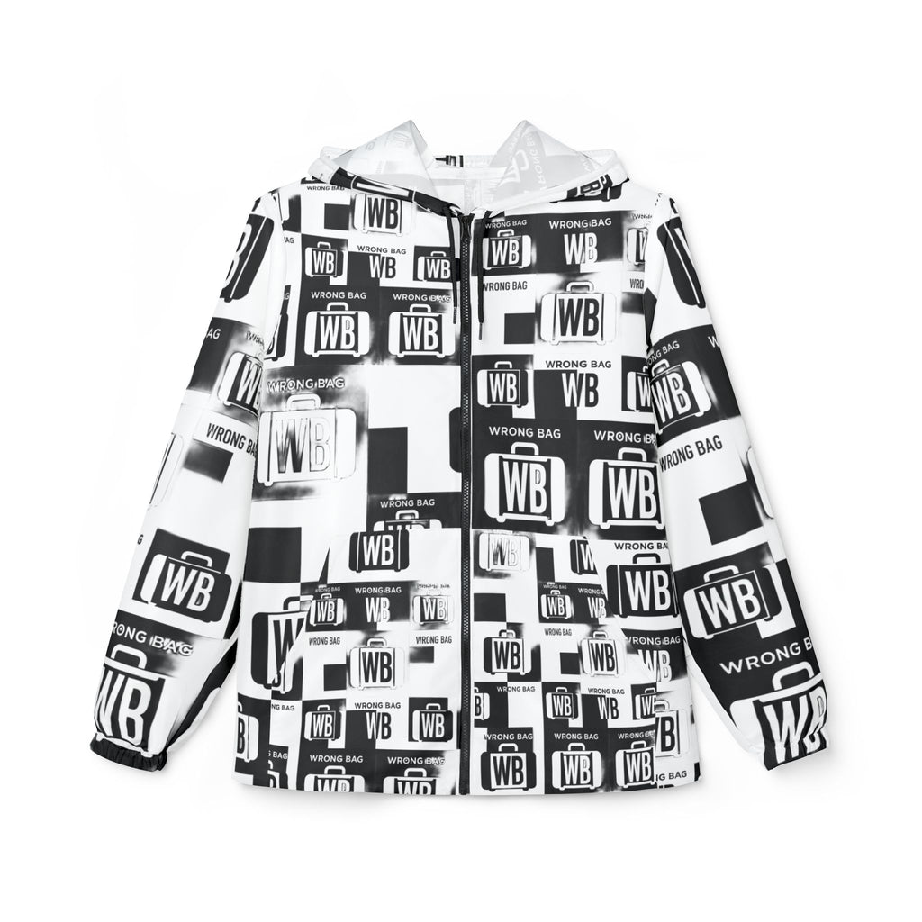 WB Logo Windbreaker Jacket — Black & White All-Over Print