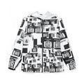 WB Logo Windbreaker Jacket — Black & White All-Over Print