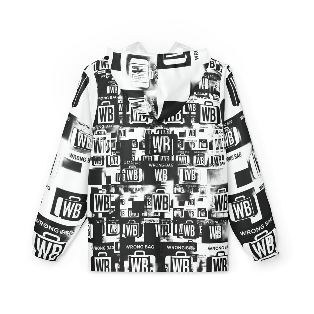 WB Logo Windbreaker Jacket — Black & White All-Over Print