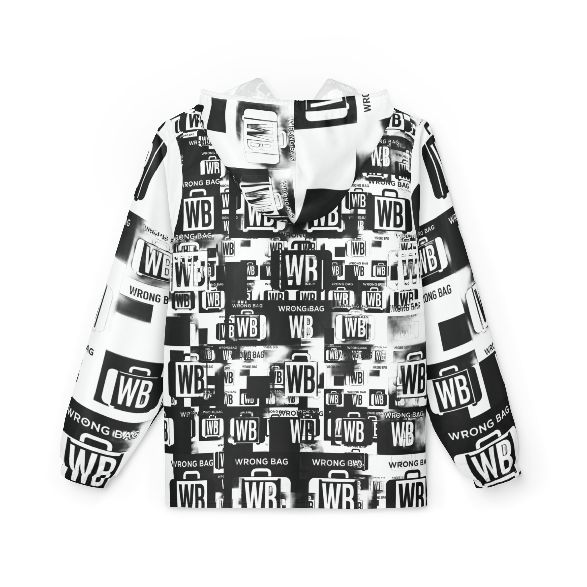 WB Logo Windbreaker Jacket — Black & White All-Over Print