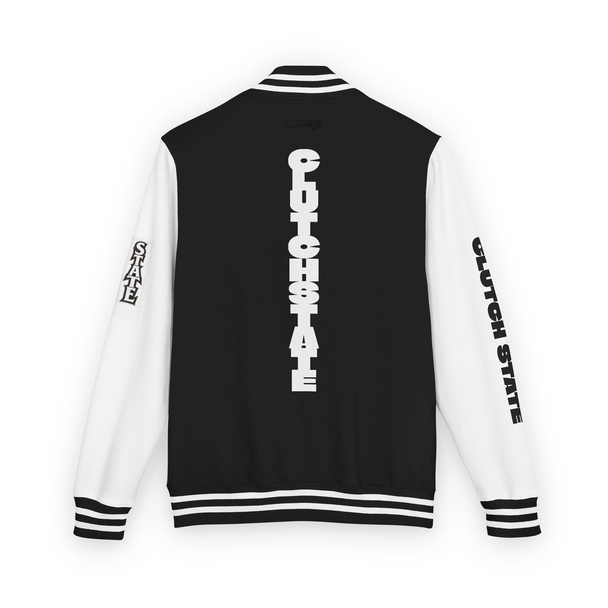Letterman Jacket — Vertical "Clutch state" Graphic Varsity Jacket