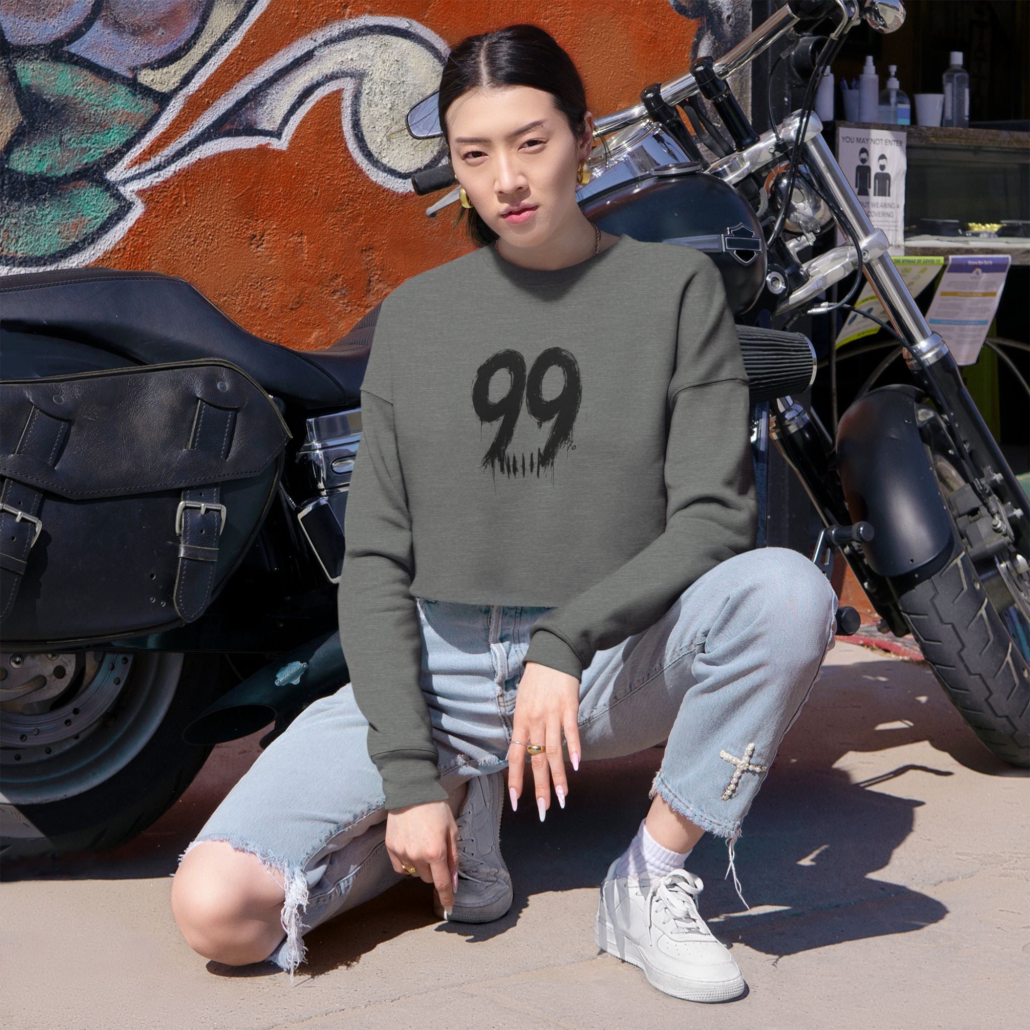 Cropped Sweatshirt — 'We Are' Varsity number Skull  Cropped Crewneck